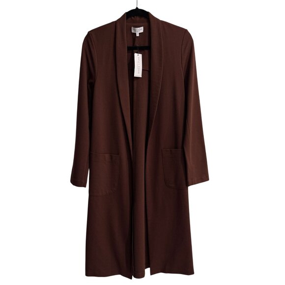 Ripley Rader Size XS Chocolate Brown Ponte Knit Smoking Jacket Tailored Capsule - Picture 4 of 11